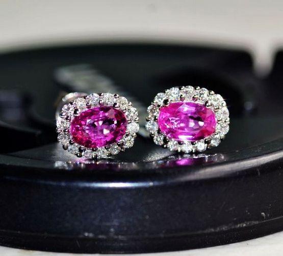 紅寶石耳釘 18K金鑲天然紅寶石耳釘 戴安娜王妃同款