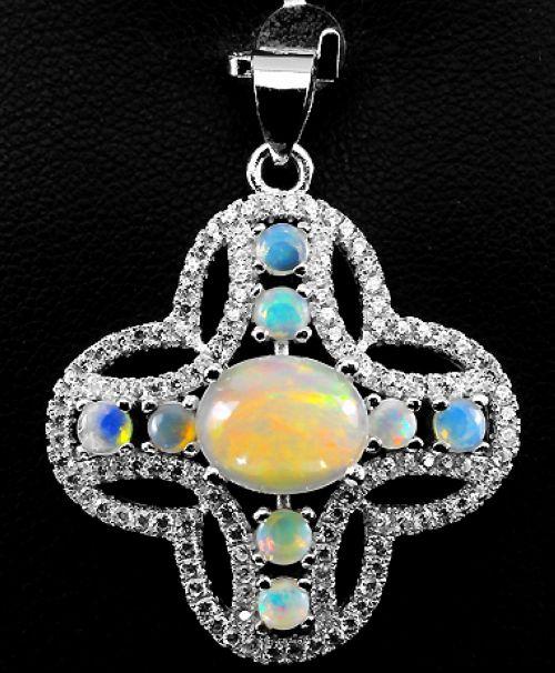 【現(xiàn)價(jià)再打8折特惠】純天然歐泊石925銀鍍14K金吊墜